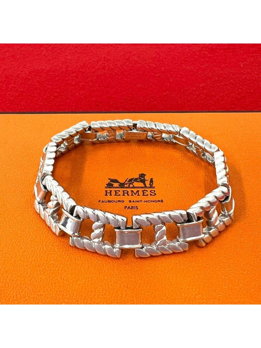 Hermes Vintage Grand Sport Bracelet 925 Sterling Silver